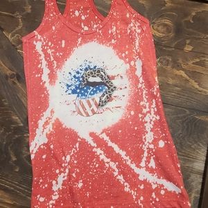 Patriotic leopard lips tank